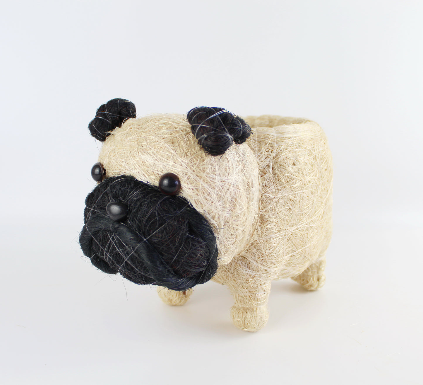 Handmade Coco Coira Animal Planter- Pug - Eco Handcraft store