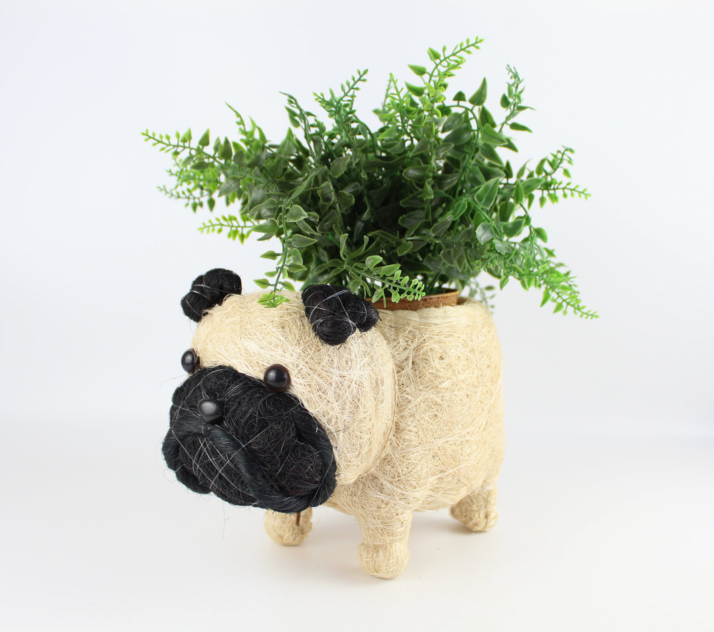 Handmade Coco Coira Animal Planter- Pug - Eco Handcraft store