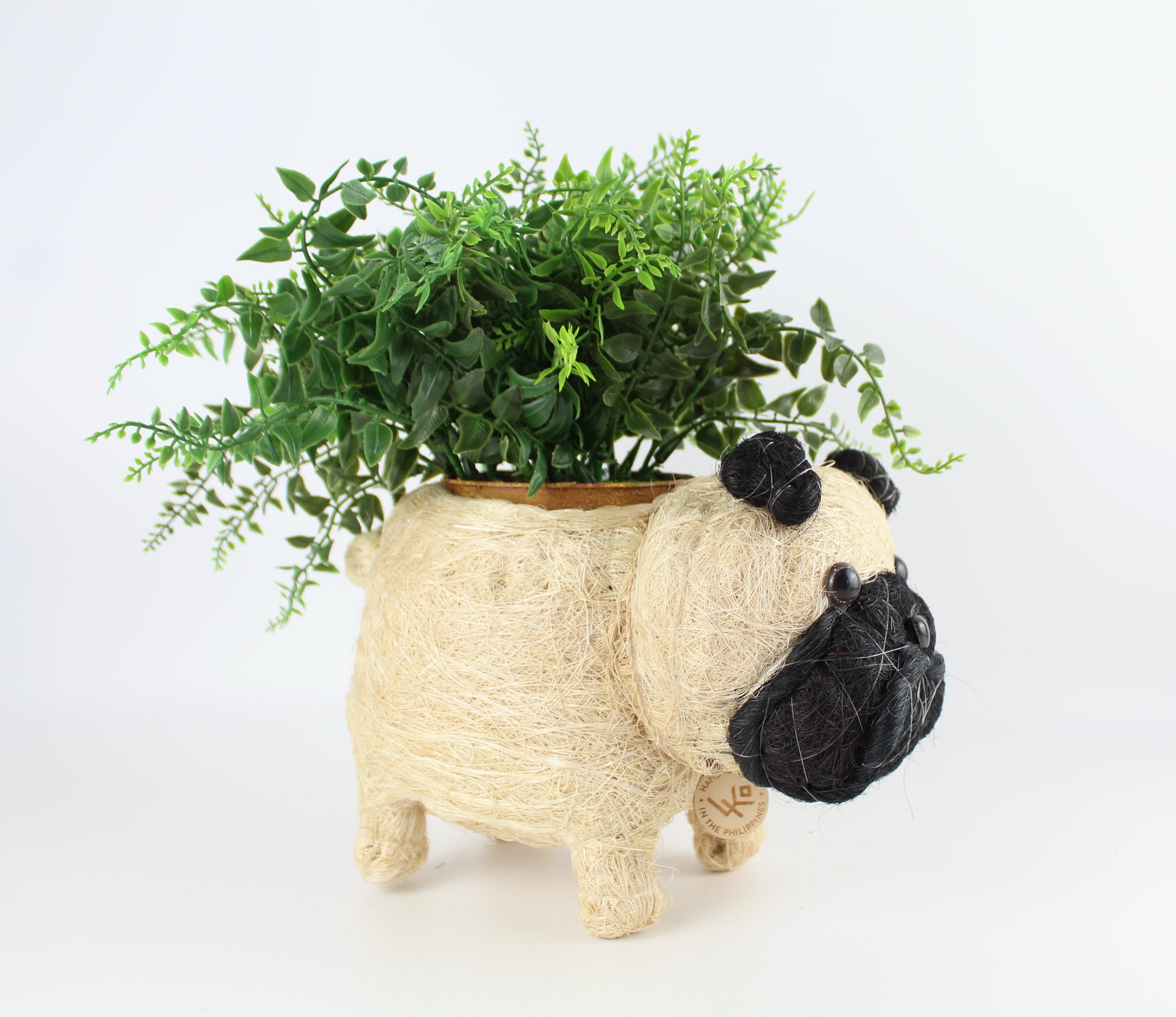 Handmade Coco Coira Animal Planter- Pug - Eco Handcraft store