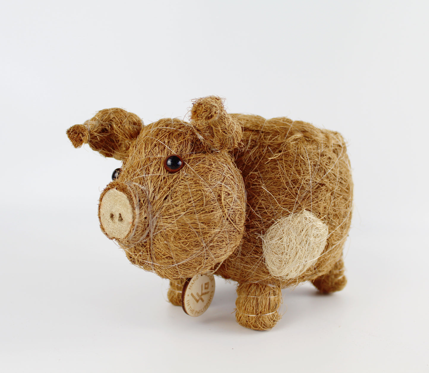 Handmade Coco Coira Animal Planter- Baby Pig - Eco Handcraft store