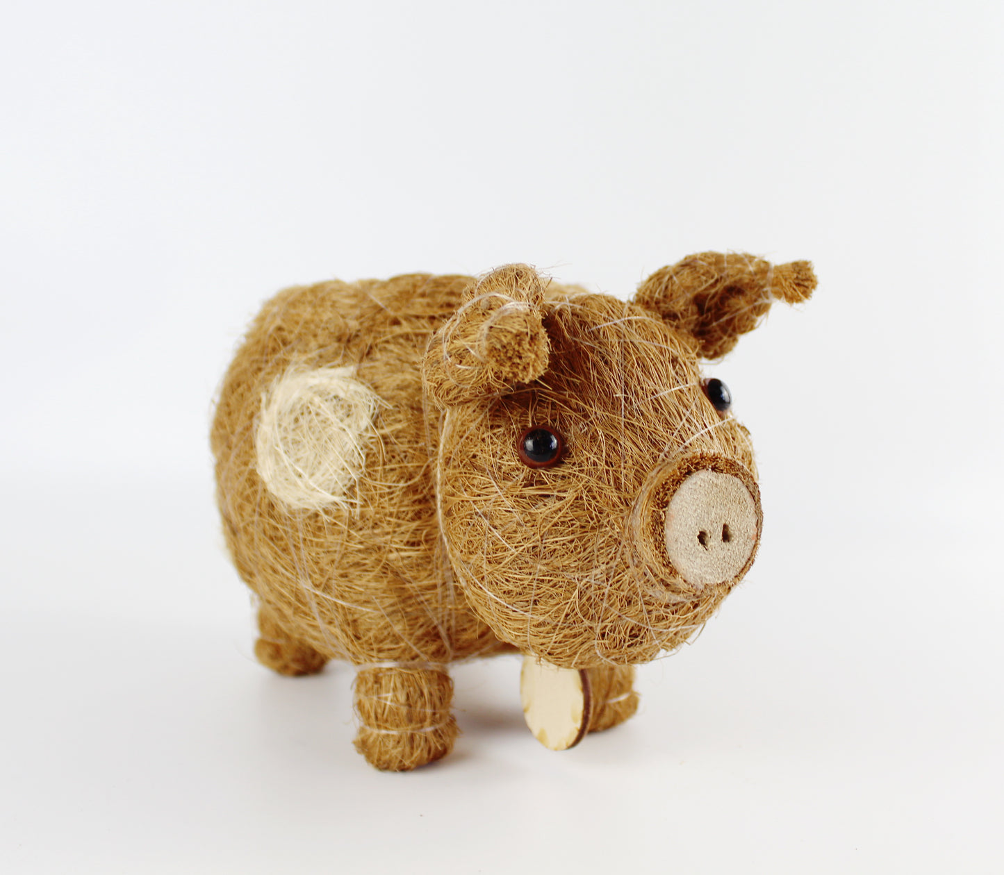 Handmade Coco Coira Animal Planter- Baby Pig - Eco Handcraft store