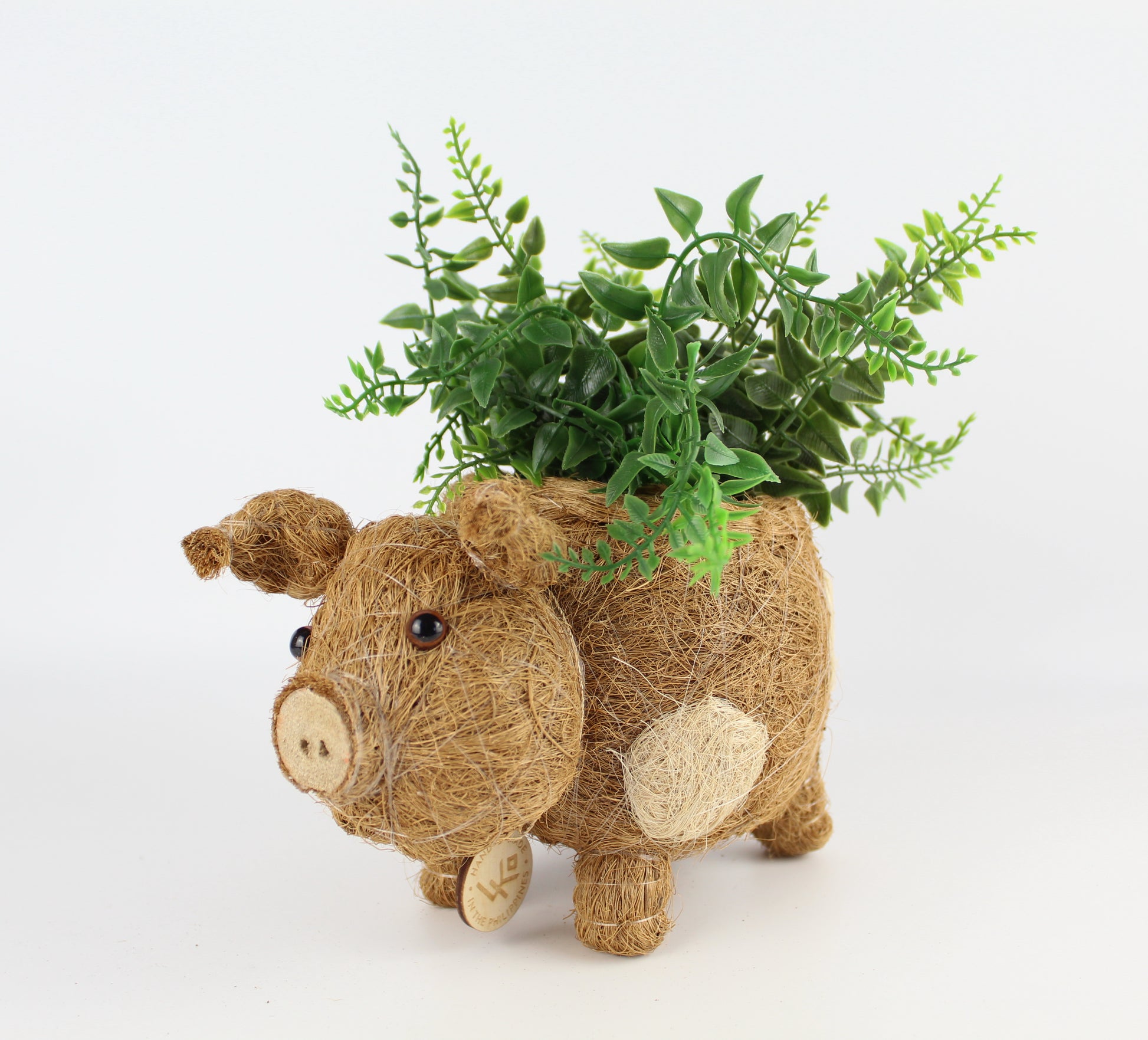 Handmade Coco Coira Animal Planter- Baby Pig - Eco Handcraft store