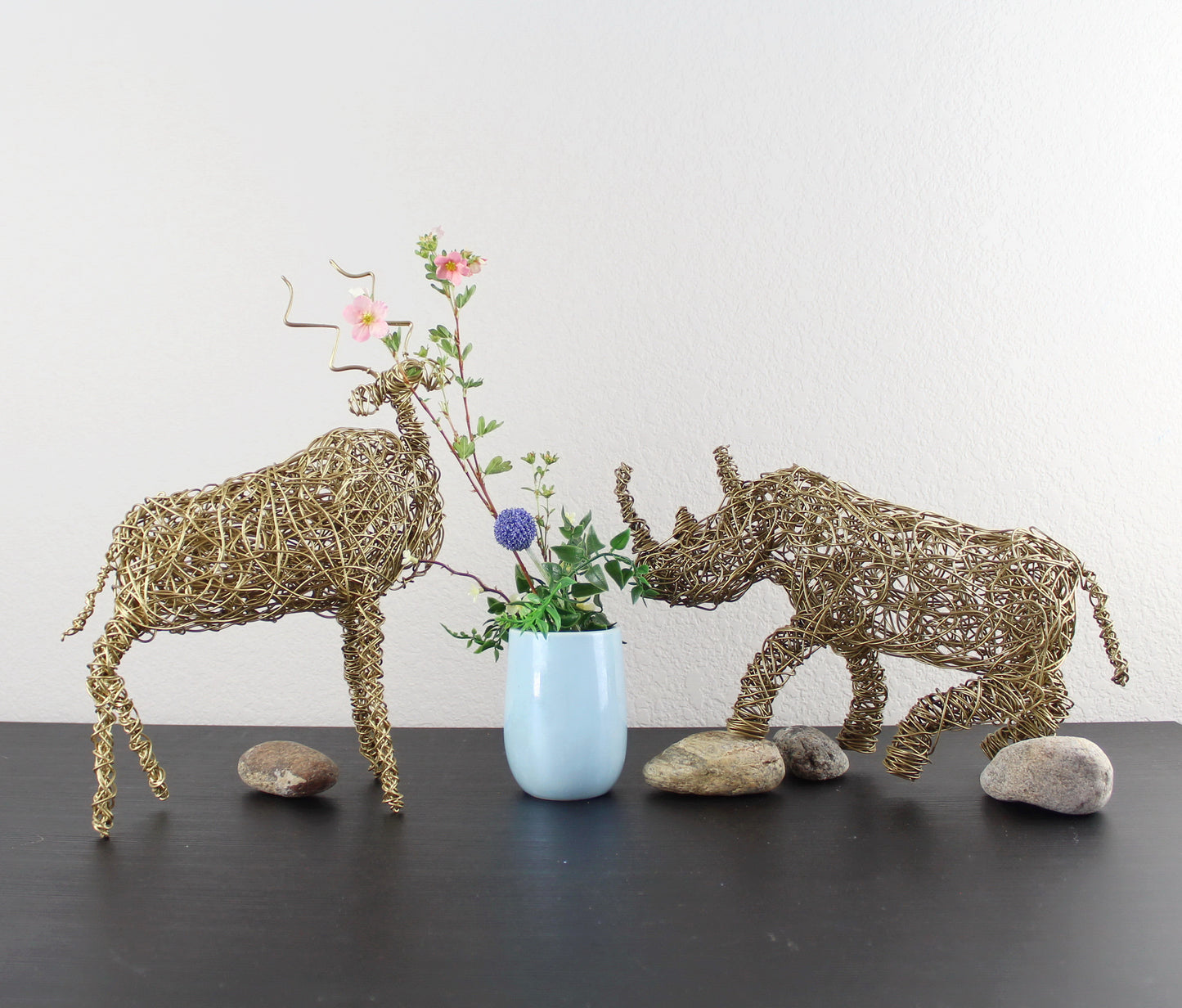 Wire Handmade Rhino Sculpture - Eco Handcraft store