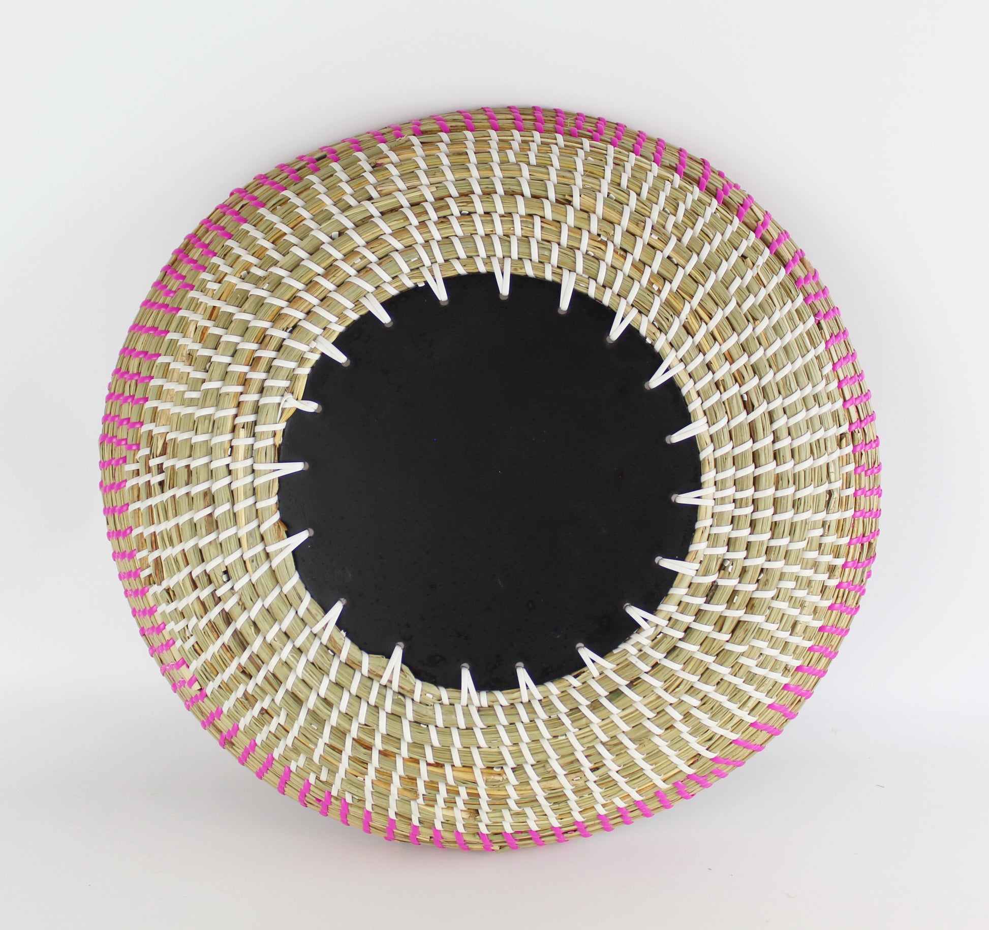 Natural Seagrass Woven Mother of Pearl Round Tray - Eco Handcraft store