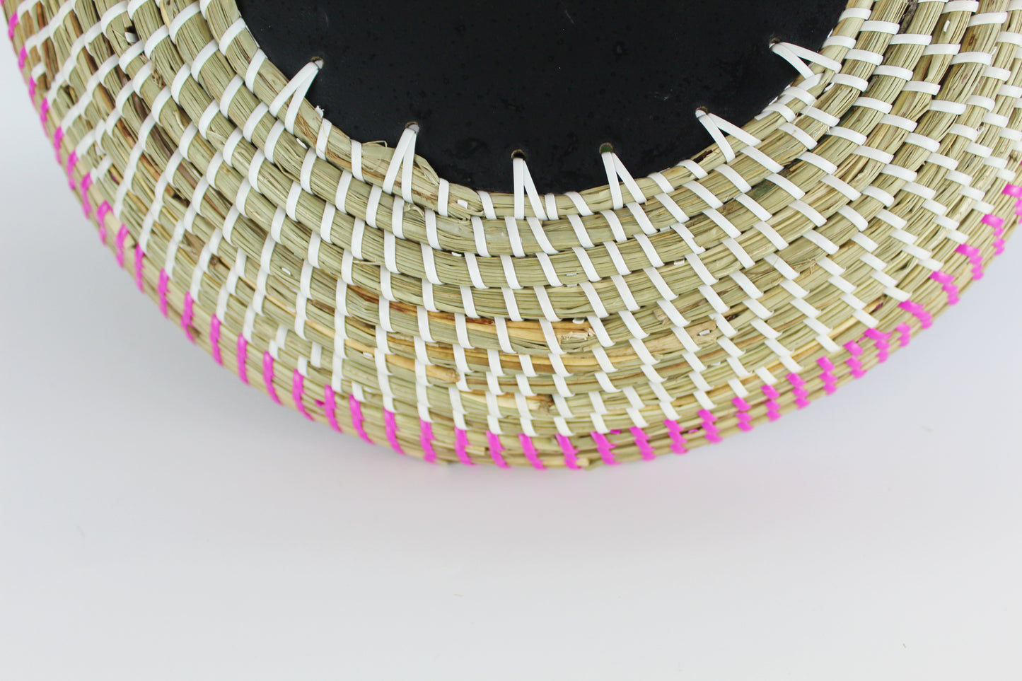 Natural Seagrass Woven Mother of Pearl Round Tray - Eco Handcraft store