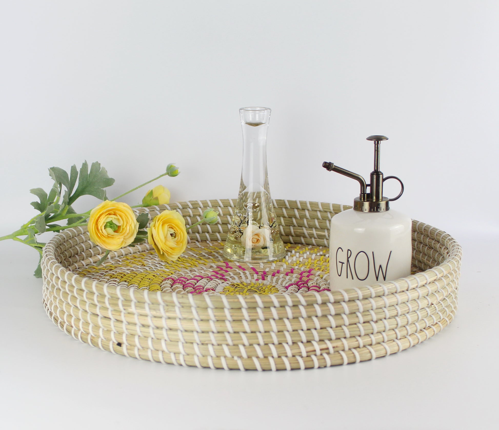 Natural Seagrass Woven Round Serving Tray - Eco Handcraft store