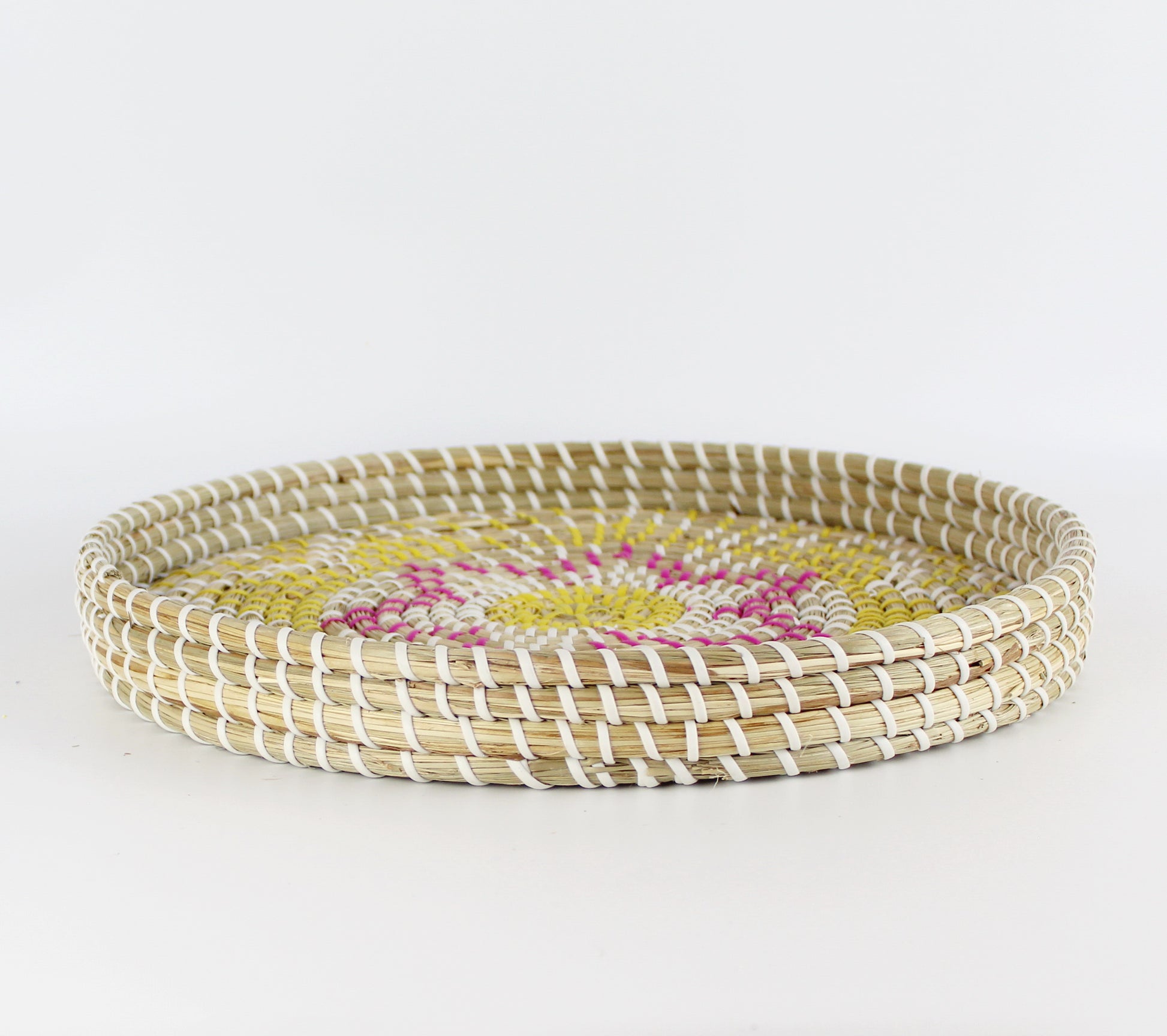 Natural Seagrass Woven Round Serving Tray - Eco Handcraft store