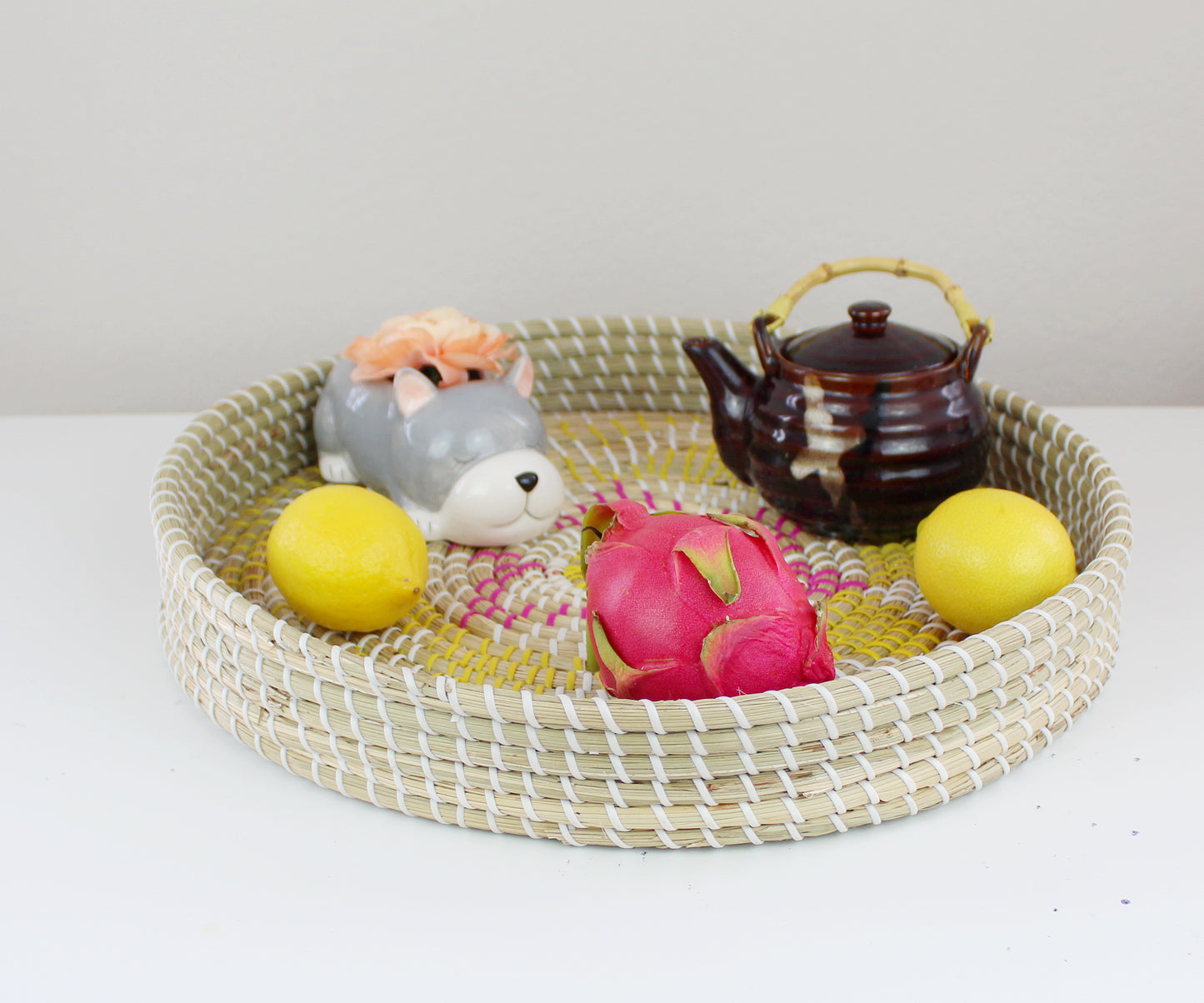 Natural Seagrass Woven Round Serving Tray - Eco Handcraft store