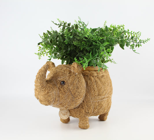 Handmade Coco Coira Animal Planter- Rhino - Eco Handcraft store