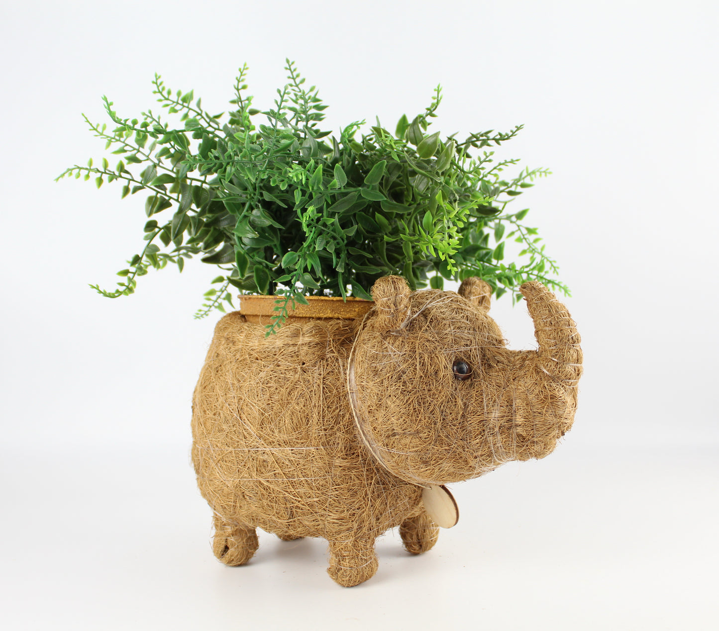 Handmade Coco Coira Animal Planter- Rhino - Eco Handcraft store