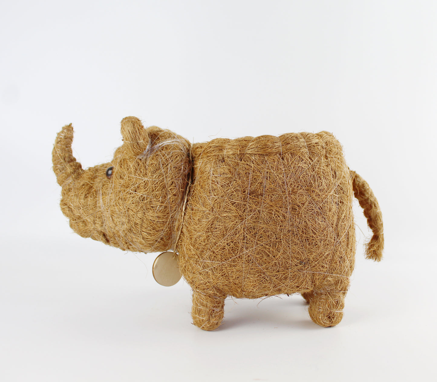 Handmade Coco Coira Animal Planter- Rhino - Eco Handcraft store