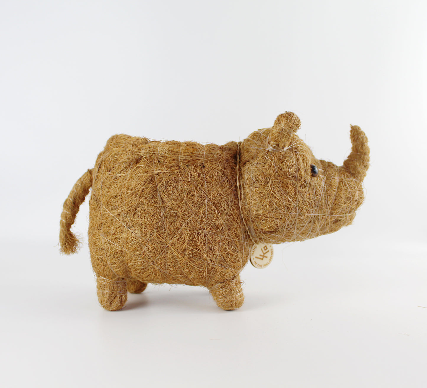 Handmade Coco Coira Animal Planter- Rhino - Eco Handcraft store