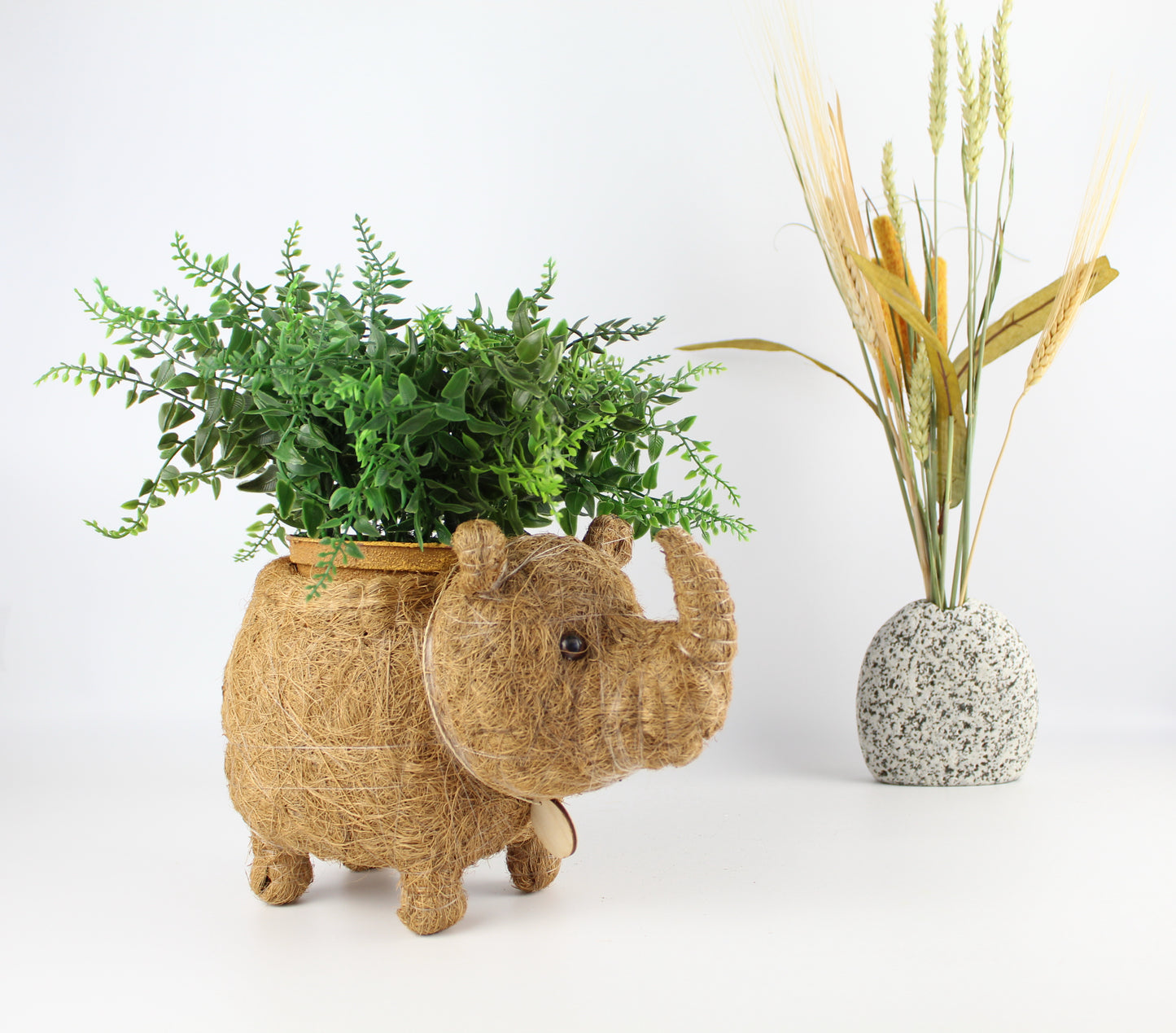 Handmade Coco Coira Animal Planter- Rhino - Eco Handcraft store