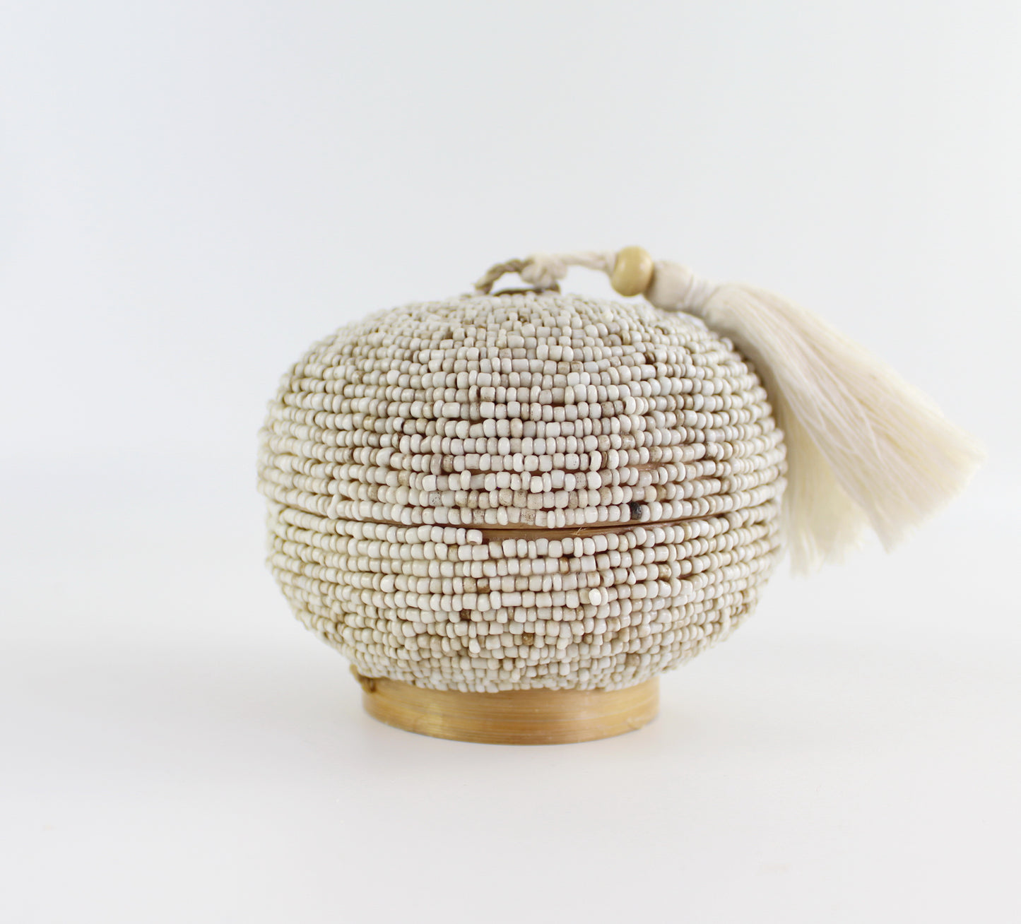 Round Cream Beaded Tassel Box - Eco Handcraft store