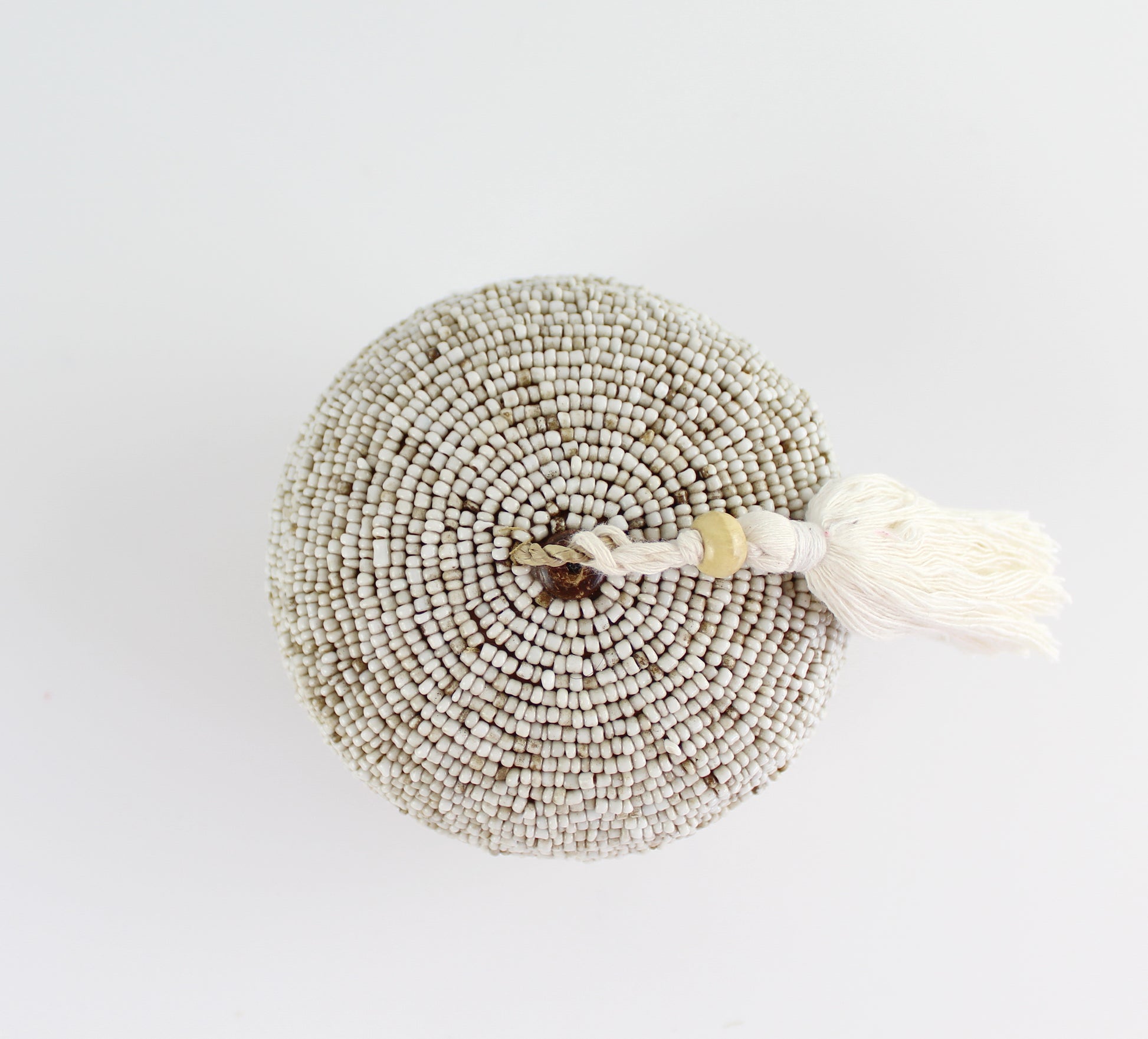 Round Cream Beaded Tassel Box - Eco Handcraft store