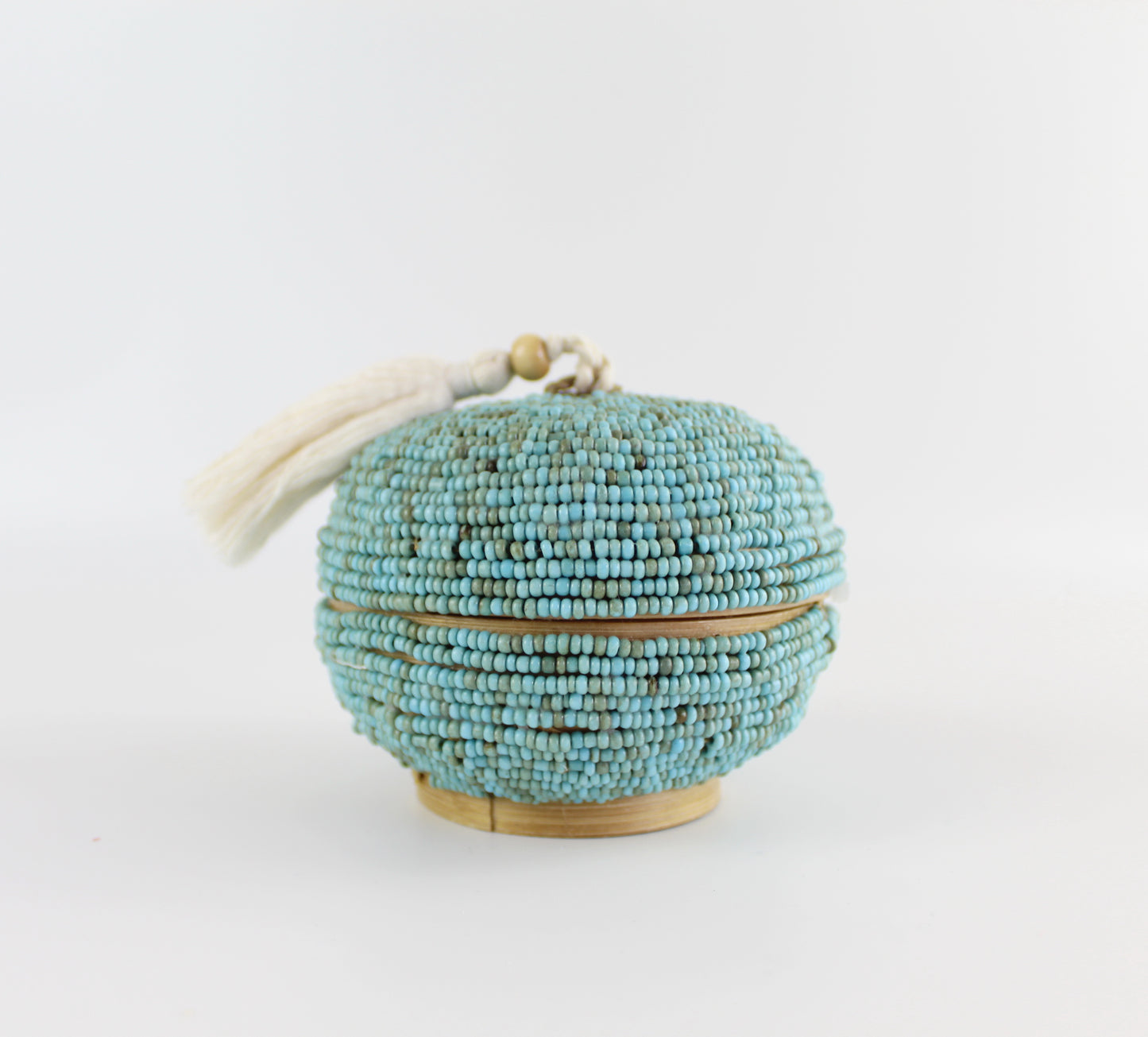 Round Turquoise Beaded Tassel Box - Eco Handcraft store