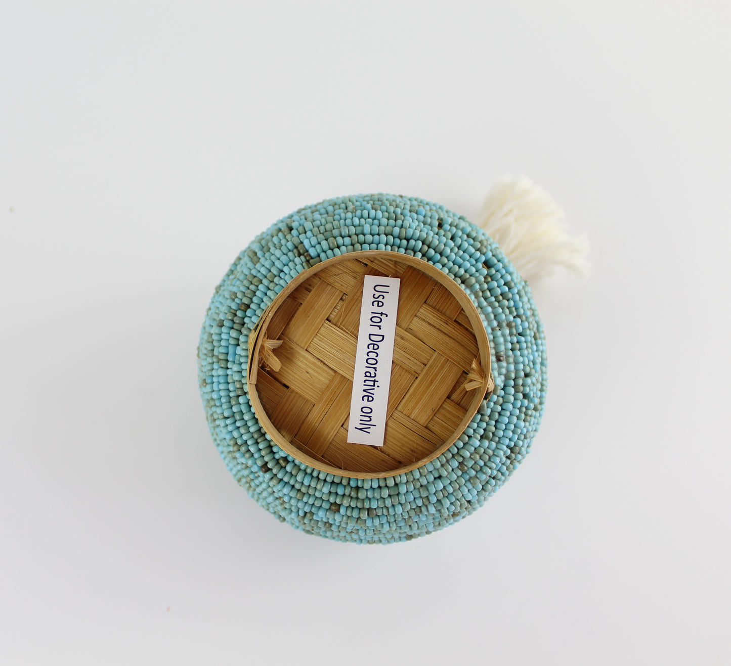 Round Turquoise Beaded Tassel Box - Eco Handcraft store