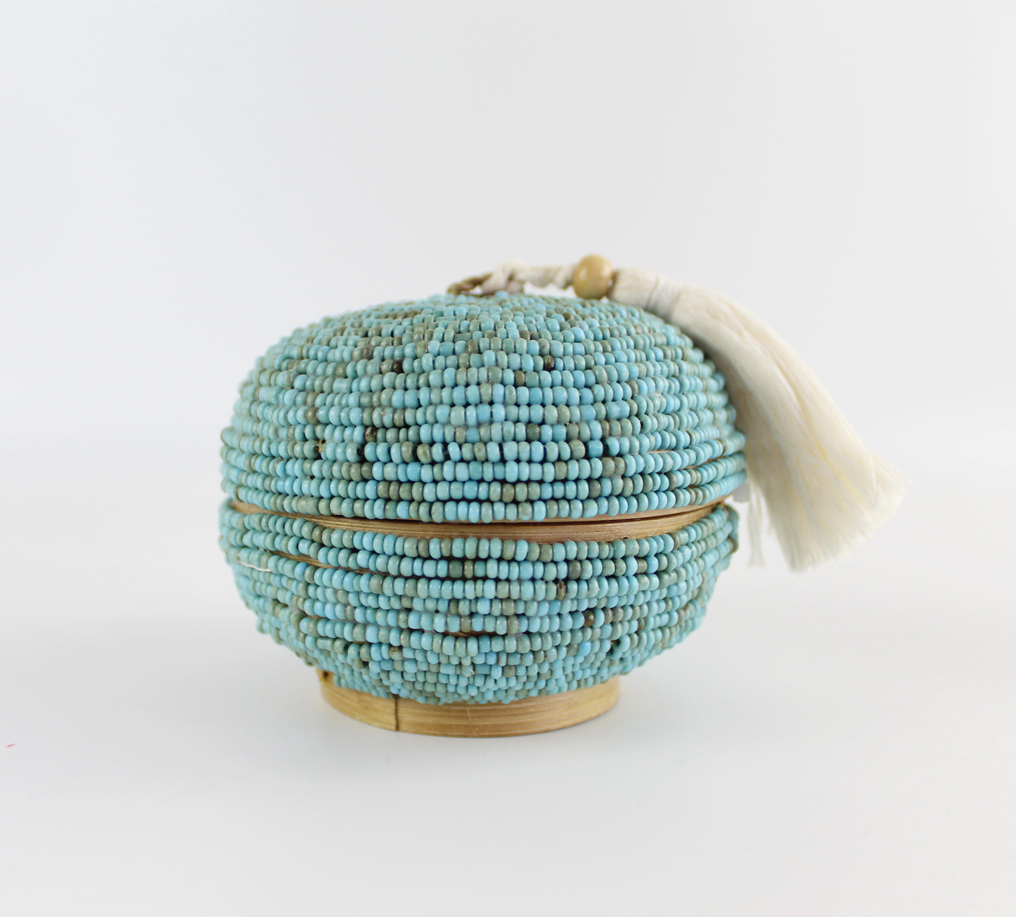 Round Turquoise Beaded Tassel Box - Eco Handcraft store