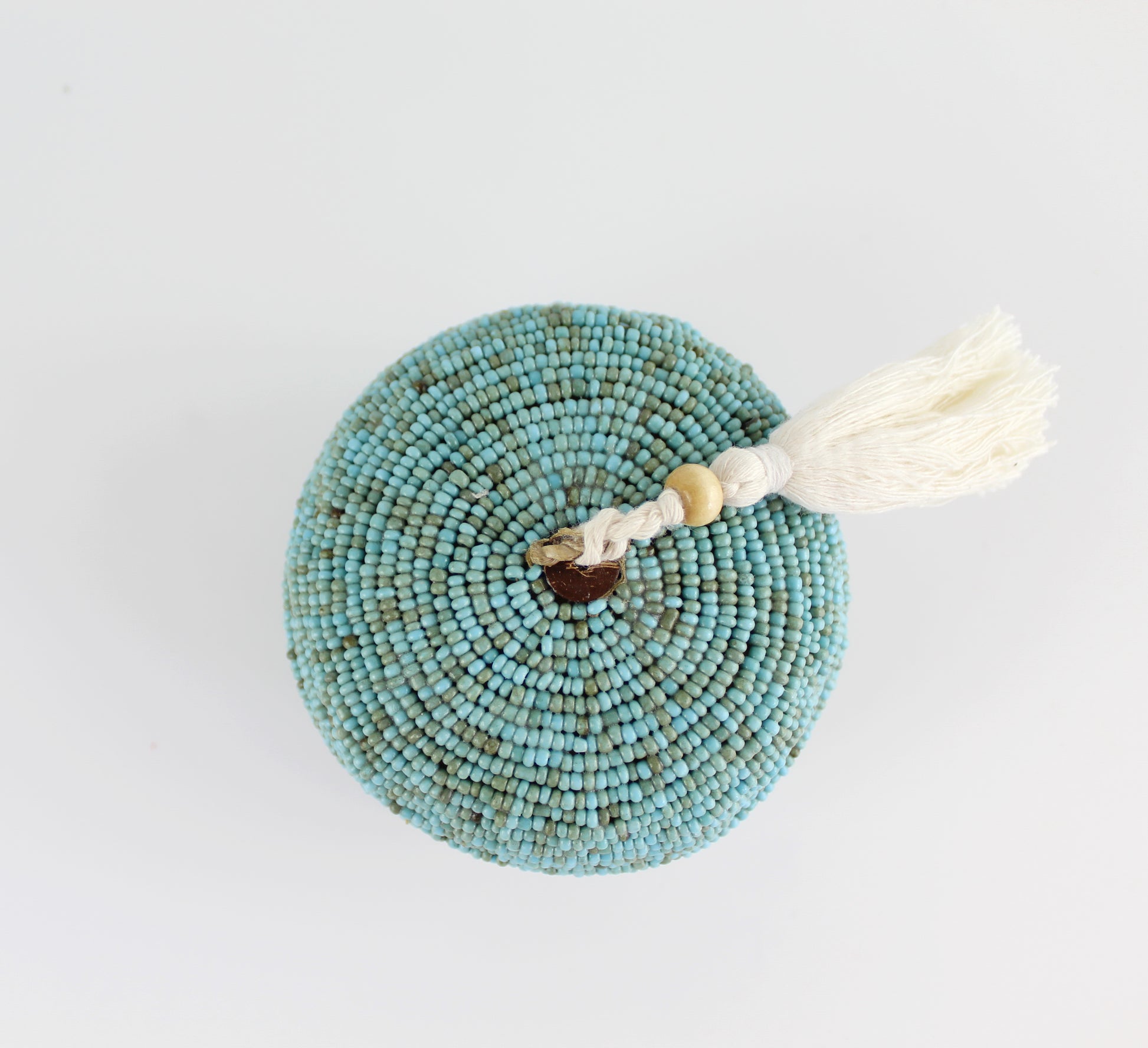 Round Turquoise Beaded Tassel Box - Eco Handcraft store