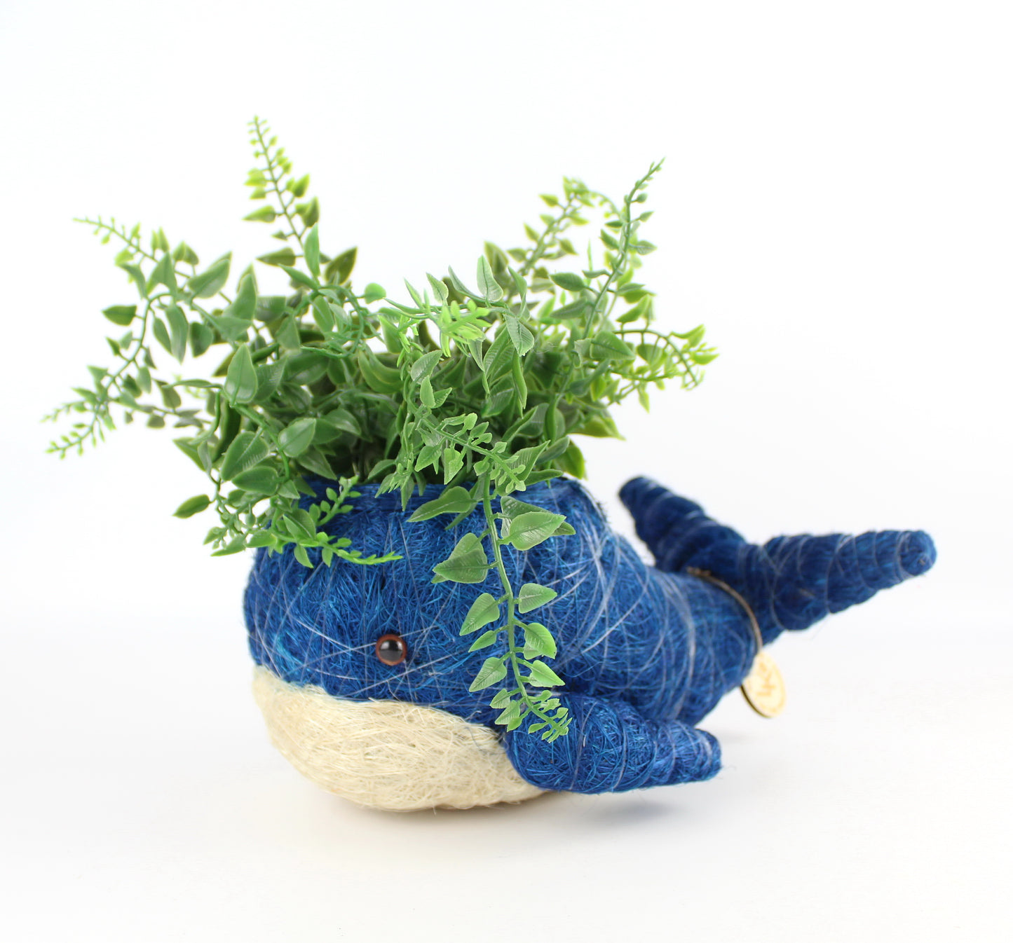 Handmade Coco Coira Animal Planter- Baby Whale - Eco Handcraft store