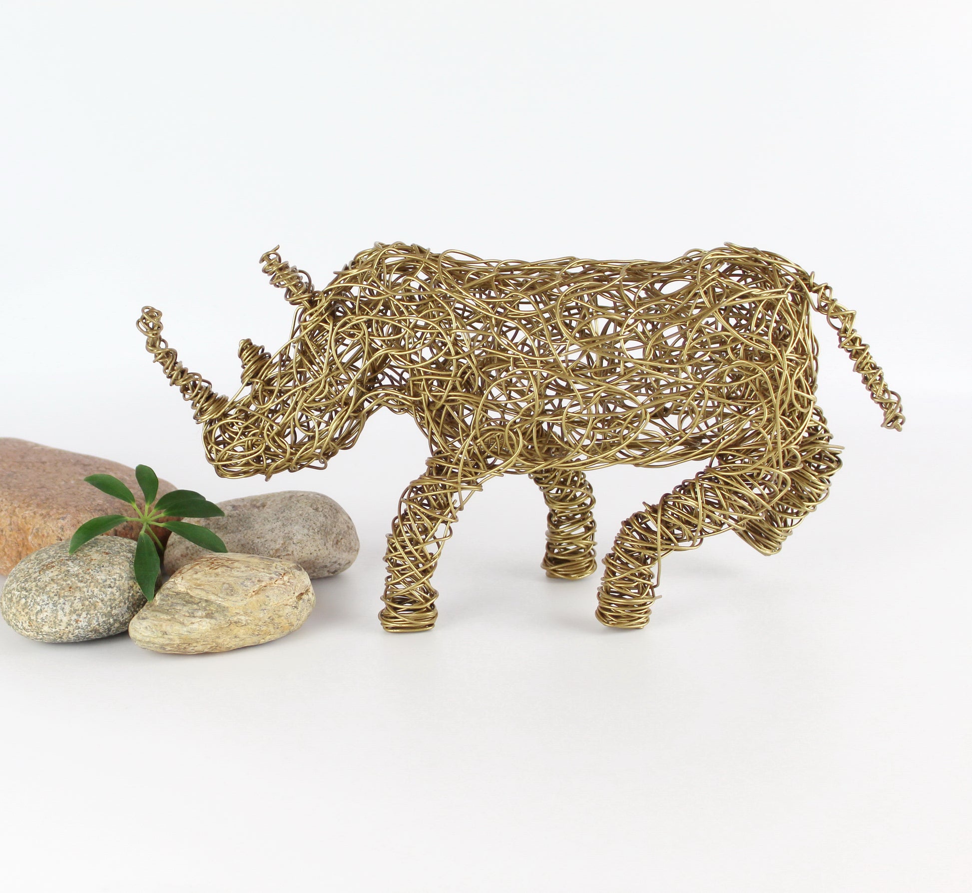 Wire Handmade Rhino Sculpture - Eco Handcraft store